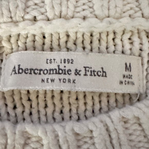 Abercrombie & Fitch striped chunky knit crewneck nautical fisherman sweater M - Picture 3 of 5